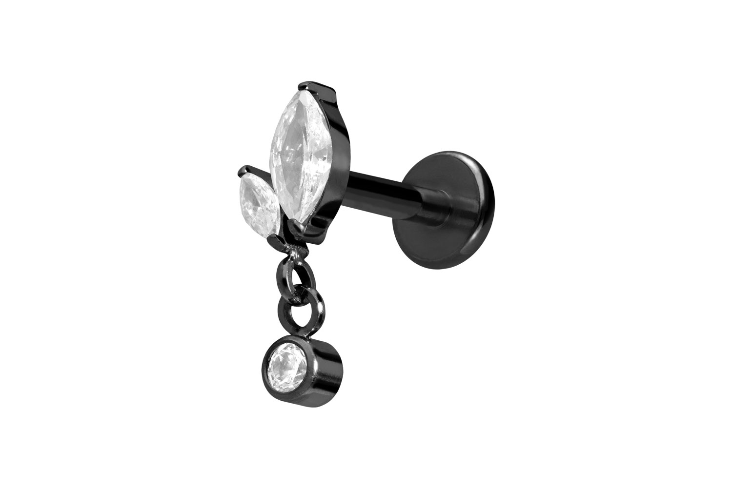 Titan Labret Piercing mit Innengewinde KNOSPE + KRISTALL